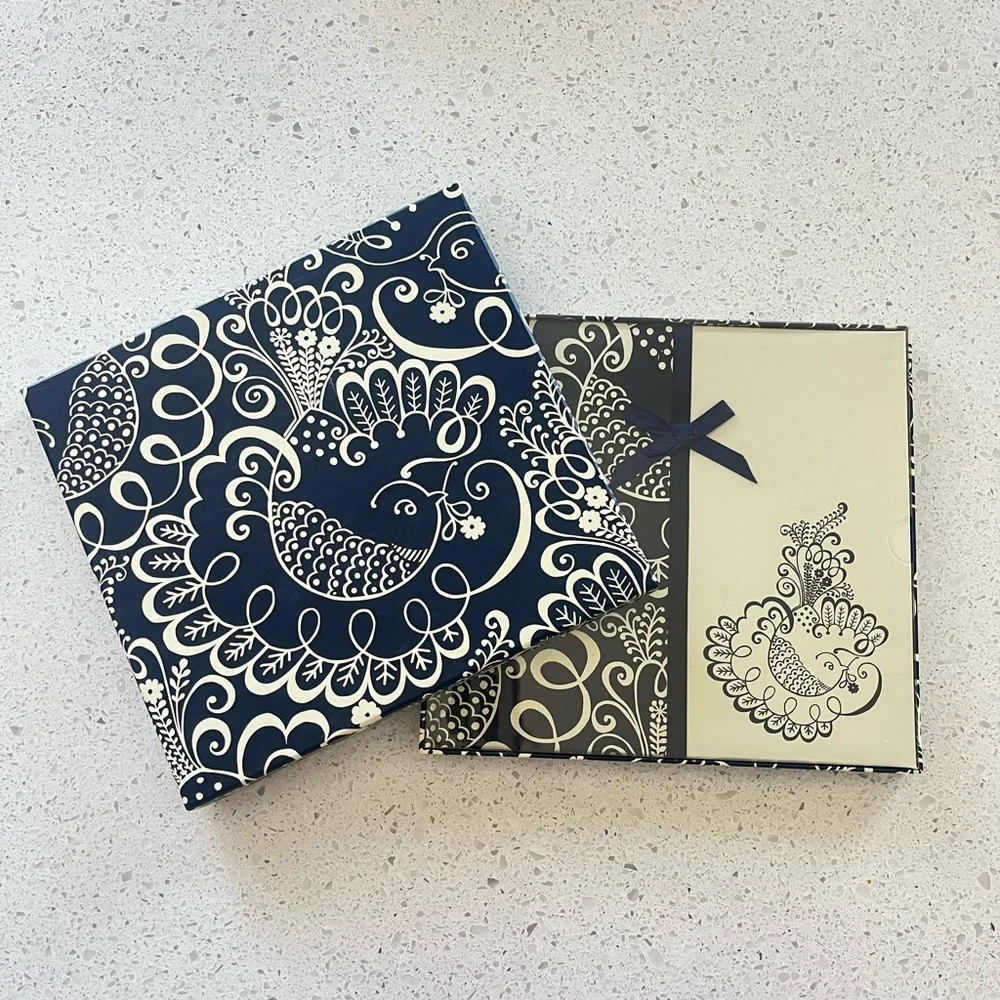 Vera Bradley Baby Book Navy Twirly Birds Print NWT